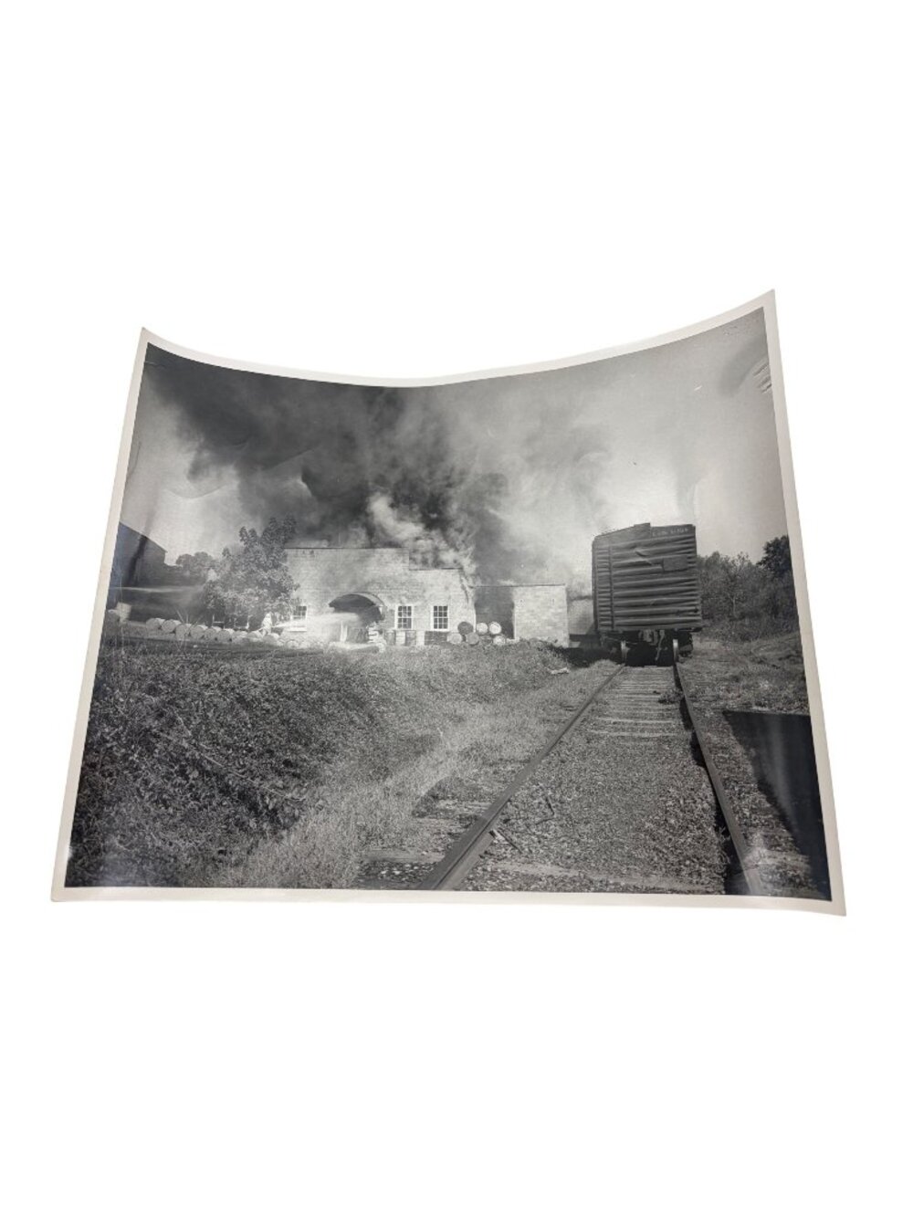 Vintage 8x10 Industrial Fire Photo Railroad Boxcar Morristown TN Disaster Photo
